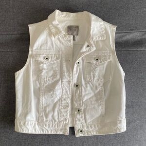 Guess Distressed White Denim Vest